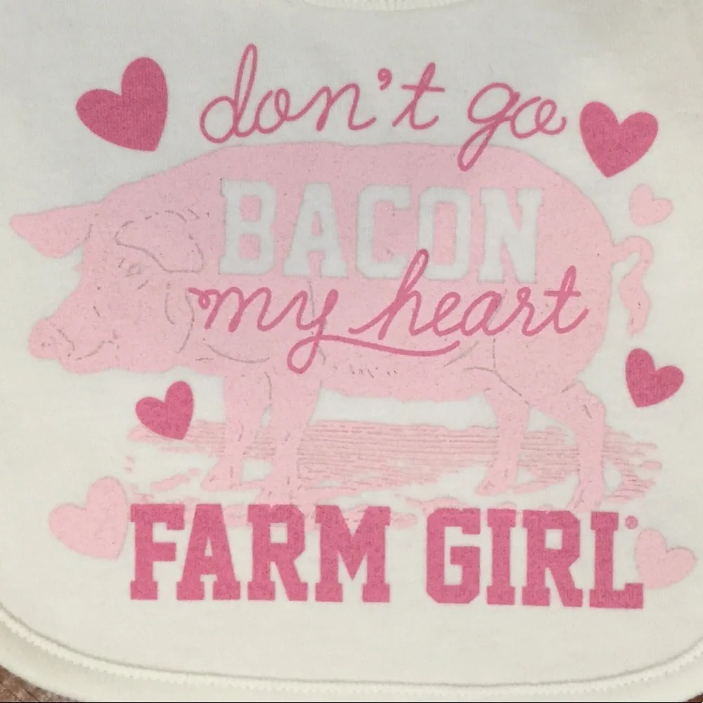 Farm Girl Brand Don’t Go Bacon My Heart Pink Pig Bib